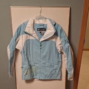 Columbia Light Blue and White Windbreaker